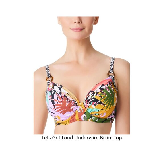 NWT Bleu Rod Beatty Women's Bikini Bandeau Top Multicolor Sz 4-36DD $100 12HL746 - Picture 4 of 9